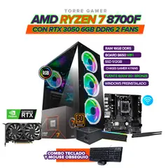 AMD - PC Gamer Ryzen 7 8700F/RTX 3050 6GB/16GB DDR5/512GB SSD