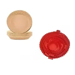 GENERICO - Set X6 Bandejas De Silicona Y Set X100 Papel Para Air Fryer