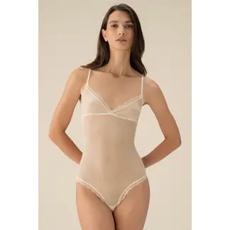 TOUCHE LINGERIE - BODY EN TUL FLOCADO Y ENCAJE 0672052
