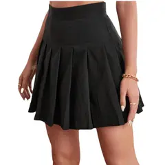 RAINBOW MODA - Falda de Mujer Corta negra falda prenses Plisada