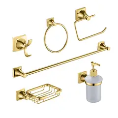 GENERICO - Accesorios Baño Metálico X6 Piezas Referencia Spazio Dorado