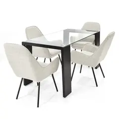 MICA - Juego de Comedor Moderno para 4 Personas (Comedor + 4 Sillas)