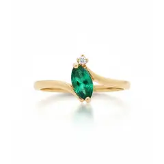 BELLEZA EXPRESS - Anillo en Oro de 18 Kilates con esmeralda natural