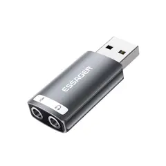 GEF - Adaptador Usb A Jack 3.5 Tarjeta De Sonido Microfono Externa