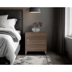 RTA DESIGN - Mesa de Noche Tutto Nogal y Blanco con Cajón Para Guardar Objetos Ideal Para Espacios Reducidos