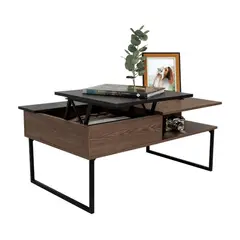 RTA DESIGN - Mesa de Centro Salento Chocolate y Wengue con patas metálicas