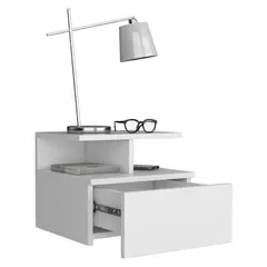 RTA DESIGN - Mesa de Noche Flotante Nube Blanco con un Cajón y División de dos Entrepaños