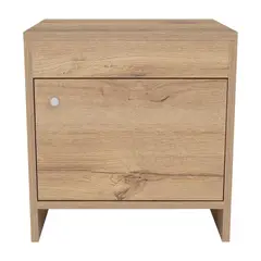 RTA DESIGN - Mesa de Noche Tutto Café Claro con Cajón Para Guardar Objetos Ideal Para Espacios Reducidos