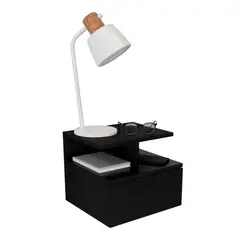 RTA DESIGN - Mesa de Noche Flotante Nube Wengue con un Cajón y División de dos Entrepaños ZF