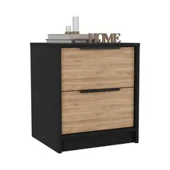 RTA DESIGN - Mesa de Noche Wesley Wengue y Miel con Dos Cajones Organizadores ZF