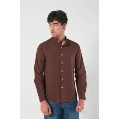 KOAJ - Camisa cuello nerú unicolor en algodón con botones Hombre
