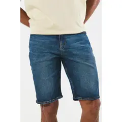 KOAJ - Bermuda slim tiro bajo azul oscura en jean con bolsillos HOMBRE