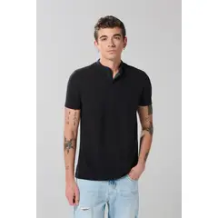 KOAJ - Camiseta azul intensa polo con manga corta y cuello nerú HOMBRE