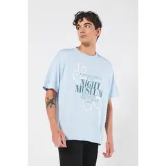 KOAJ - Camiseta azul oversize manga corta con diseño artístico HOMBRE