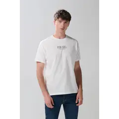 KOAJ - Camiseta manga corta unicolor con estampado en espalda Hombre