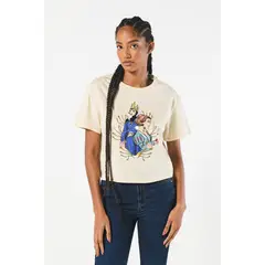 KOAJ - Camiseta crop top kaki con diseño de Blanca Nieves Mujer