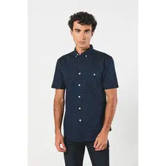 KOAJ - Camisa estampada unicolor con cuello button down Hombre