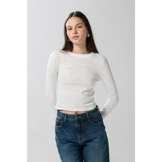 KOAJ - Camiseta crema clara manga larga con diseños de flores Mujer