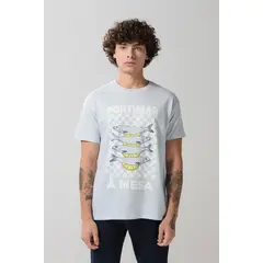 KOAJ - Camiseta azul clara manga corta con diseño de comida Hombre
