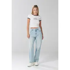 KOAJ - Camiseta de osito crema manga corta con contrastes Mujer