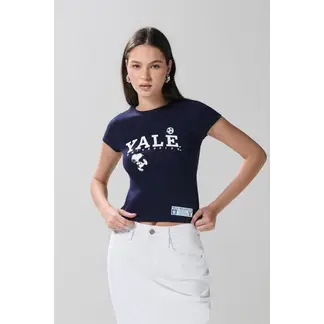 KOAJ - Camiseta en rib lila cuello redondo de Snoopy & Yale Mujer
