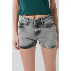KOAJ - Short gris claro en jean con tiro alto y bolsillos Mujer