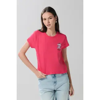 KOAJ - Camiseta unicolor manga corta con estampado de Snoopy Mujer