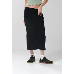 KOAJ - Falda unicolor larga ajustada con abertura posterior Mujer