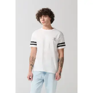 KOAJ - Camiseta cuello redondo crema con diseños de Cambridge Hombre