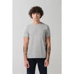 KOAJ - Camiseta gris clara manga corta con bolsillo en frente Hombre