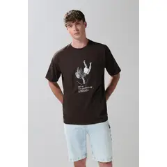 KOAJ - Camiseta Oversize para hombre con estampado en frente y e HOMBRE