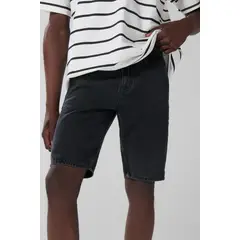 KOAJ - Bermuda slim gris intensa en jean con tiro bajo Hombre