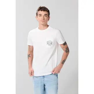 KOAJ - Camiseta college crema clara manga corta con bolsillo Hombre