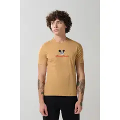 KOAJ - Camiseta manga corta unicolor con arte de Mickey Hombre