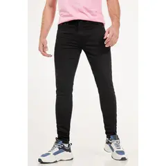 KOAJ - Jean negro tipo skinny tiro bajo con 5 bolsillos funciona HOMBRE