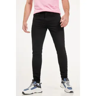 KOAJ - Jean negro tipo skinny tiro bajo con 5 bolsillos funciona HOMBRE