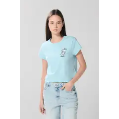 KOAJ - Camiseta unicolor manga corta con estampado de Snoopy MUJER