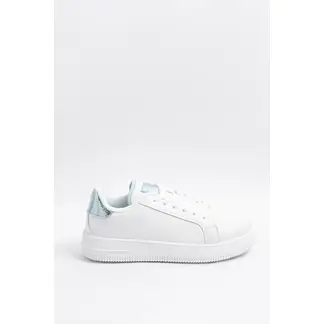 KOAJ - Tenis urbanos, color blanco y crema con contraste. Mujer