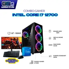 INTEL - TORRE GAMER CI7 12700 RAM 64GB SSD 2TB H610 WIFI MONITOR 22 FHD + COMBO
