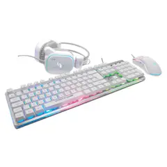 JYR TECHNOLOGY - Combo Mouse Teclado Diadema Gamer JYR ZERO Blanco RGB