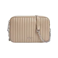 CALVIN KLEIN - Bolso beige cruzado acolchado con solapa