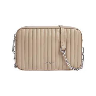 CALVIN KLEIN - Bolso beige cruzado acolchado con solapa