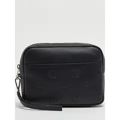 CALVIN KLEIN - Monedero negro con monograma en relieve