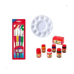 FABER-CASTELL - Kit Vinilo X 6 Colores+Paleta+Pinceles+ Faber Castell