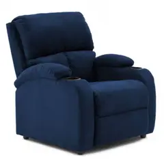 ELITE LIVING - SILLA RECLINABLE PUSH ARM AMBER AZUL MICROFIBRA