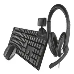 TRUST - Teclado + Mouse + Auricular + Webcam Qoby 4-in-1 Home