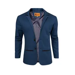 MODA EN CIRCUITO - Chaqueta Tipo Bleiser en Dril Para Hombre CON CODERAS AZUL PETROLEO