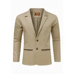MODA EN CIRCUITO - Chaqueta Tipo Bleiser en Dril Para Hombre CON CODERAS BEIGE
