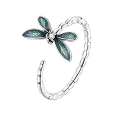 ALHAJAS - Anillo Ajustable Libélula Con Circones Regalos Para Mujer En Plata 925