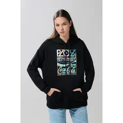 KOAJ - Buzo oversize negro con diseños de Coca-Cola y capota Mujer
